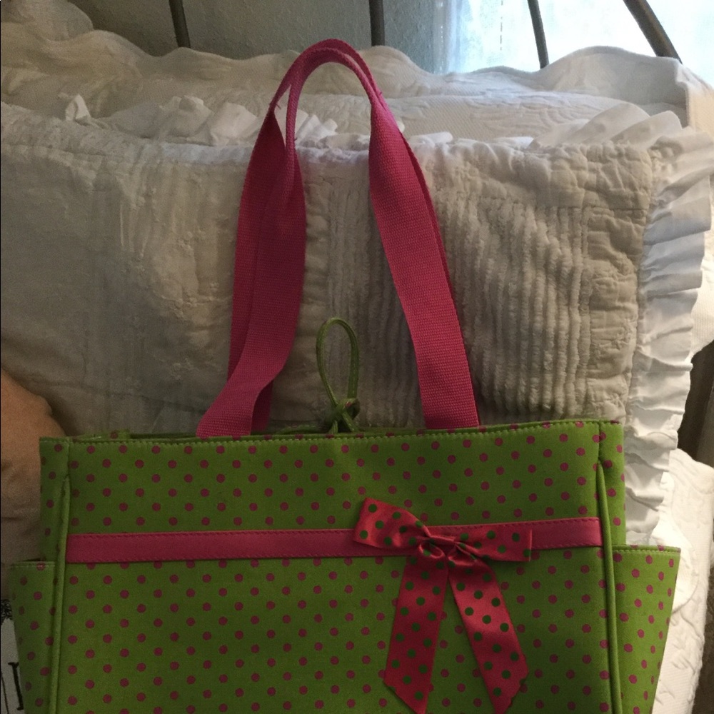 SOLD SOLD SOLD!!!  Polka dotted Pink n Green purse